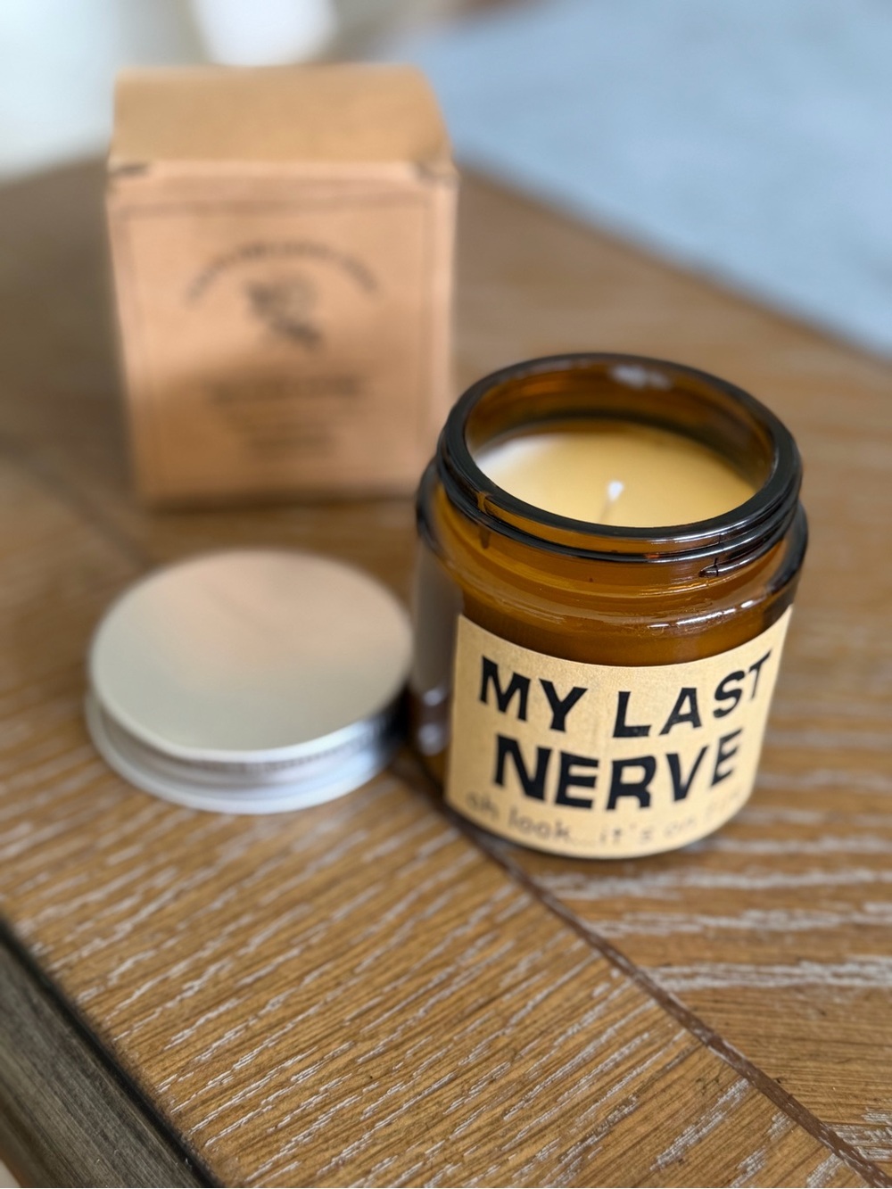 My Last Nerve Scented Soy Candle - Amber Jar (Yellow Wax)